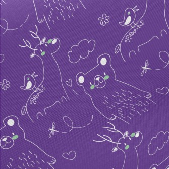 Hand Drawn Cute Animal Doodles Midweight Cotton Poplin