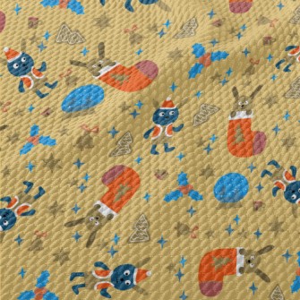 Festive Cute Rabbit Birdseye Piqué