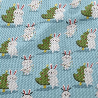 Bunny Decorating The Christmas Birdseye Piqué