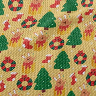 Cartoon Bunny Christmas Gift Birdseye Piqué