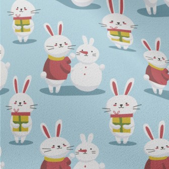 Christmas Bunny Making A Snowm Chiffon