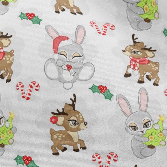 Christmas Reindeer And Rabbit Chiffon