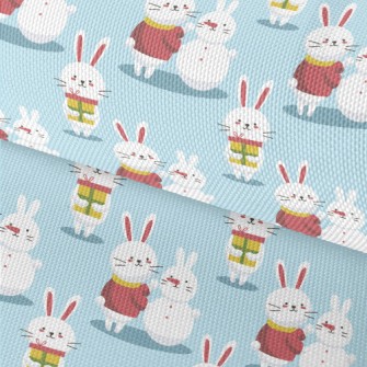 Christmas Bunny Making A Snowm Waterproof Oxford