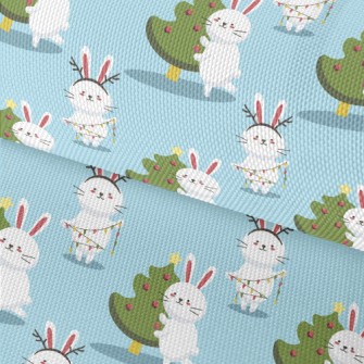 Bunny Decorating The Christmas Waterproof Oxford