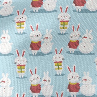 Christmas Bunny Making A Snowm Waterproof Canvas