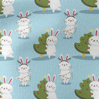 Bunny Decorating The Christmas Waterproof Canvas