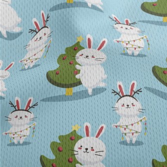 Bunny Decorating The Christmas Athletic Mesh Flat Back