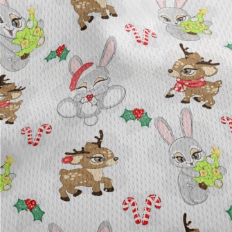 Christmas Reindeer And Rabbit Athletic Mesh Flat Back