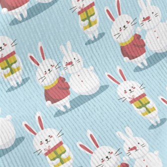Christmas Bunny Making A Snowm Standard Corduroy