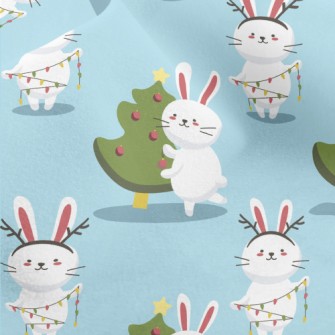 Bunny Decorating The Christmas Micro Fleece