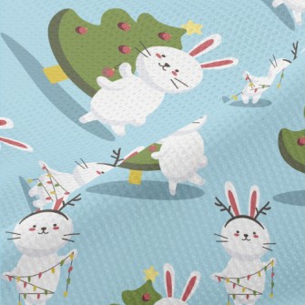 Bunny Decorating The Christmas Piqué