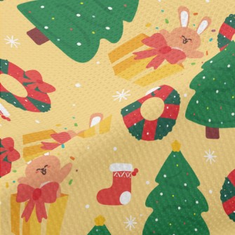 Cartoon Bunny Christmas Gift Piqué