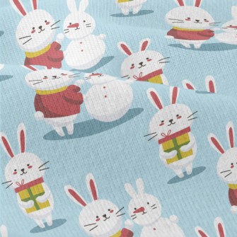 Christmas Bunny Making A Snowm Modern Jersey
