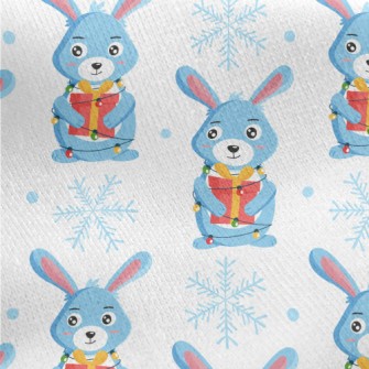 Bunny With Christmas Decoratio Jersey Backed Fleece