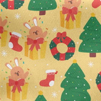 Cartoon Bunny Christmas Gift Jersey Backed Fleece