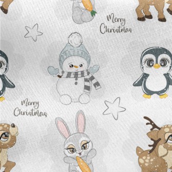 Antarctic Animal Christmas Jersey Backed Fleece