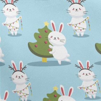 Bunny Decorating The Christmas Pongee