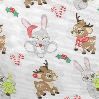 Christmas Reindeer And Rabbit Pongee