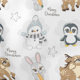 Antarctic Animal Christmas Lightweight Cotton Poplin