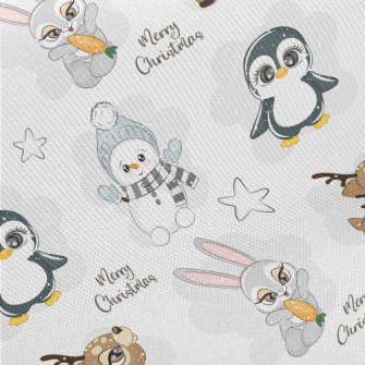 Antarctic Animal Christmas Midweight Cotton Poplin