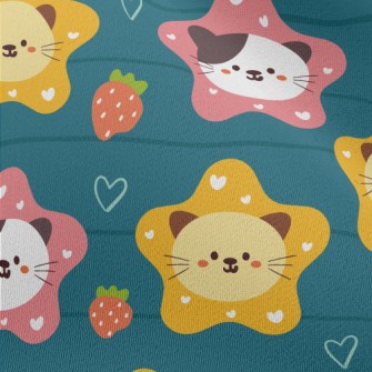 Cute Cat And Strawberry Heart Chiffon