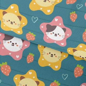 Cute Cat And Strawberry Heart Waterproof Oxford