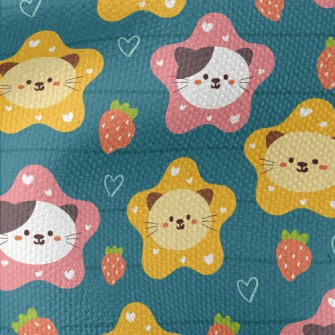 Cute Cat And Strawberry Heart Waterproof Canvas