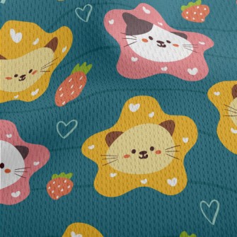 Cute Cat And Strawberry Heart Athletic Mesh Flat Back