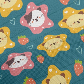 Cute Cat And Strawberry Heart Performance Linen