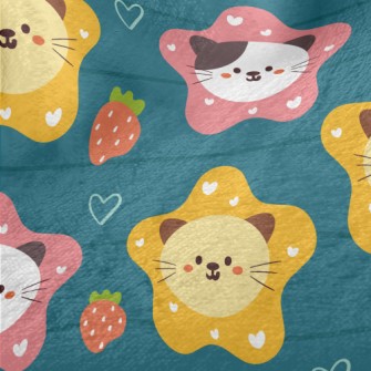 Cute Cat And Strawberry Heart Minky