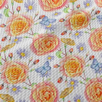 Watercolor Style Butterfly Col Birdseye Piqué