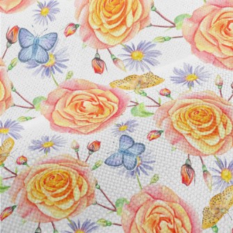 Watercolor Style Butterfly Col Performance Linen