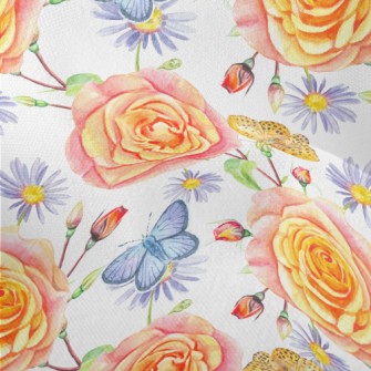 Watercolor Style Butterfly Col Lightweight Performance Linen