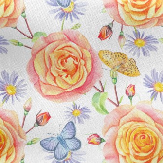 Watercolor Style Butterfly Col Jersey Backed Fleece