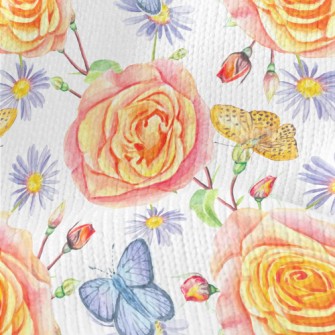 Watercolor Style Butterfly Col Stretch Jersey