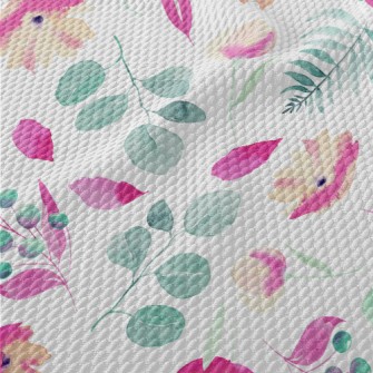 Colorful Plants In Watercolor  Birdseye Piqué