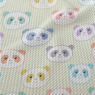 Cute Colorful Smiling Panda Birdseye Piqué