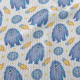 Flying Planets With Aliens Birdseye Piqué