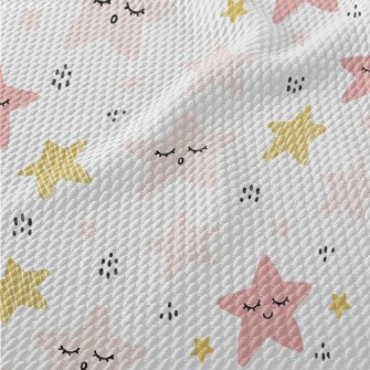 Pink Cute Little Star Birdseye Piqué