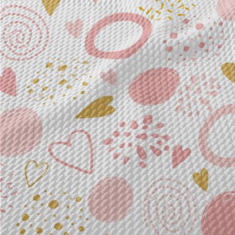 Pink Colorful Love Pattern Birdseye Piqué