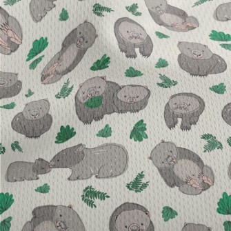 Hand Drawn Style Wombat And Gr Athletic Mesh Flat Back