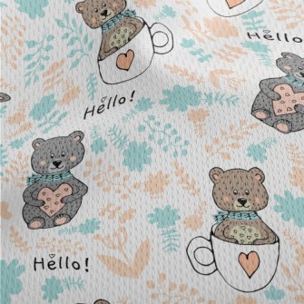 Love Bear Wearing Scarf Athletic Mesh Flat Back
