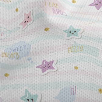 Simple Light Colored Stars Athletic Mesh Flat Back