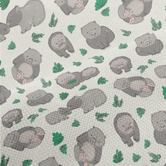 Hand Drawn Style Wombat And Gr Performance Linen