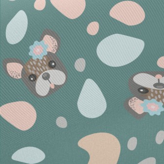Bulldog With Flowers On Head Twill