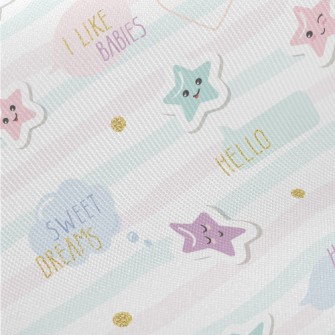 Simple Light Colored Stars Twill
