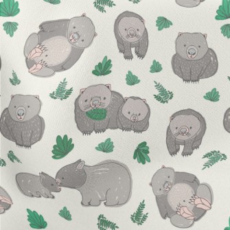 Hand Drawn Style Wombat And Gr Stretch Ponte