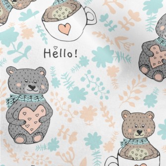 Love Bear Wearing Scarf Micro Fleece