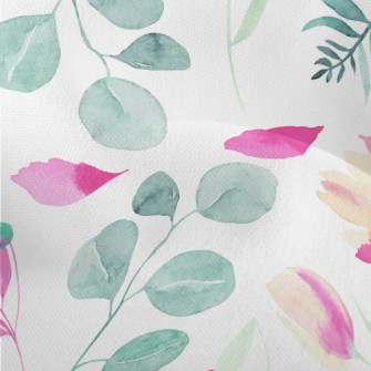 Colorful Plants In Watercolor  Lightweight Performance Linen