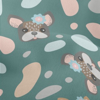 Bulldog With Flowers On Head Lightweight Performance Linen